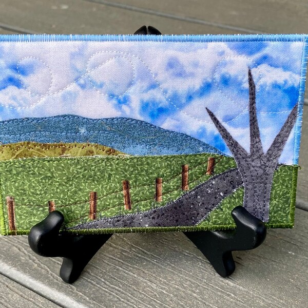 Mountain Landscape - Country Road - Gift Under 20 - Home Decor - Wall Art - Hostess Gift - Mom Gift - Quilt Art - Travel Keepsake