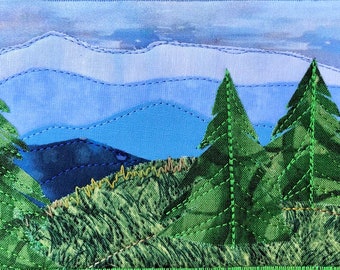 Grandfather Mountain View - Landscape Fabric Postcard - Blue Ridge Mountains - Outdoor Landscape - Home Decor - Wall Art - Hostess Gift