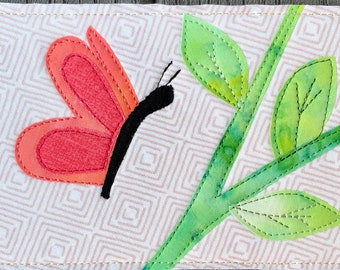 Butterfly Quilt Art - Fabric Postcard - Teacher Gift- - Mom Gift - Nature Art - Home Decor - Quilt Art - Butterfly Art - Set of 3