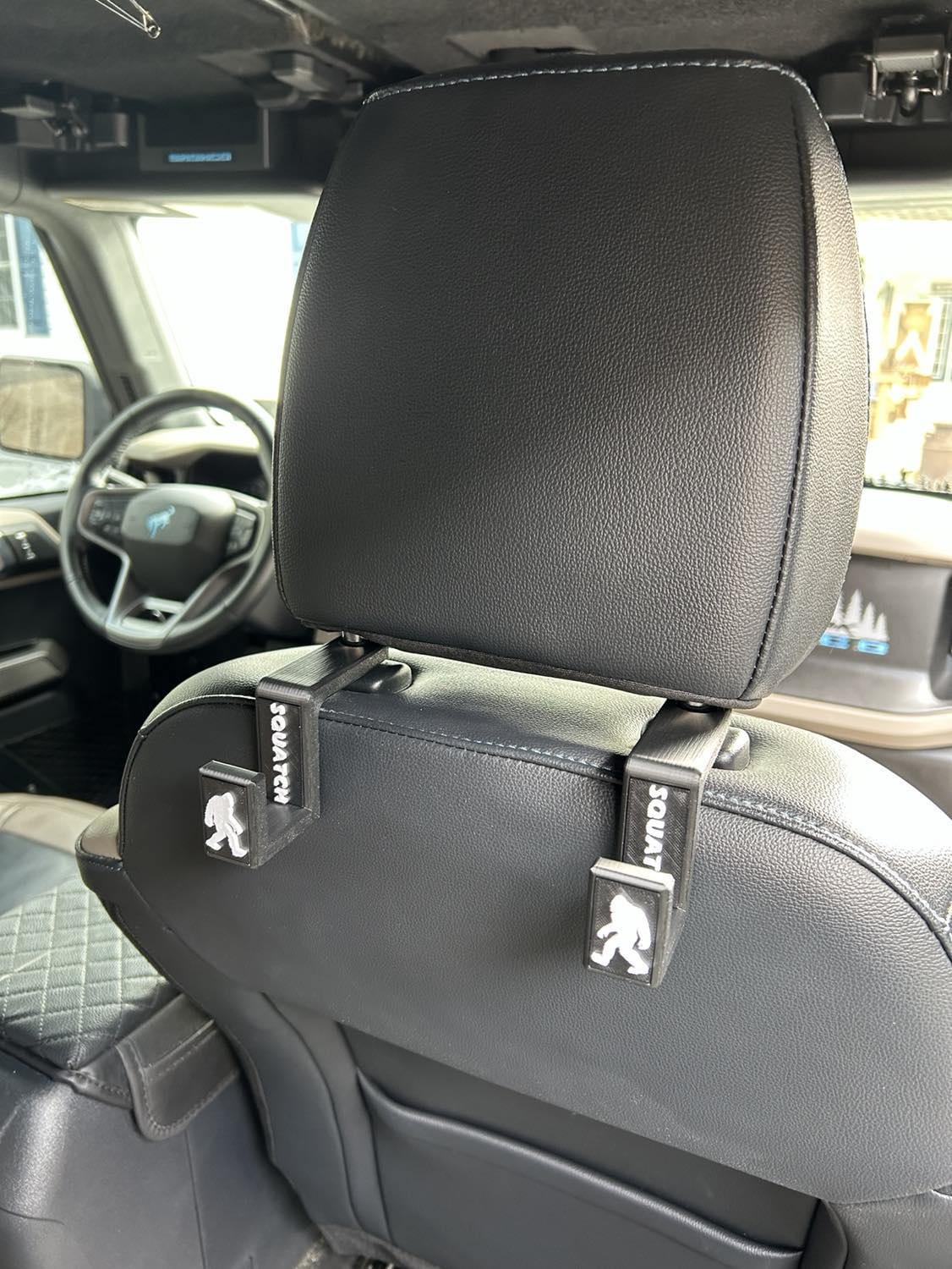 2021+ Bronco Headrest Utility Storage Purse Hooks with Choice of Color Lettering and Images - Set of 2 - Designed to fit 2021+ Ford Bronco