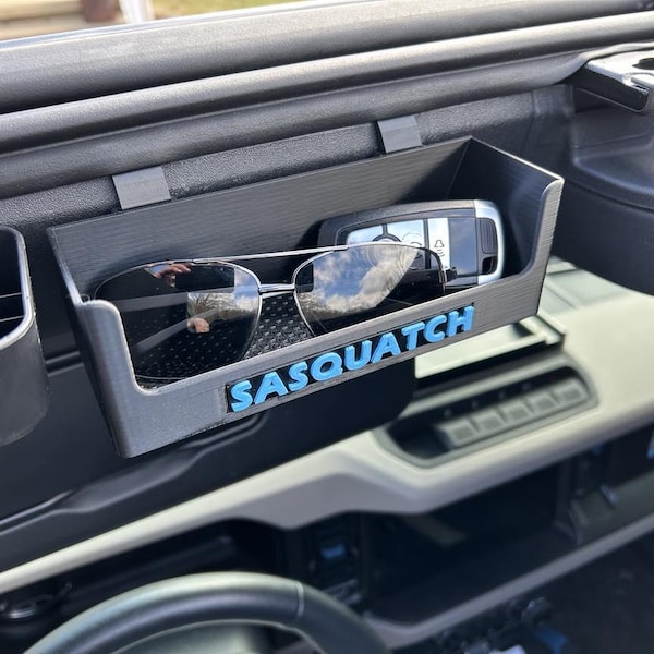 BRONCO Custom Over Visor Storage Bin, Sunglass Holder - Customizable Lettering & Color - Stay Wild, Sasquatch - Fits 2021+ Full Size Bronco