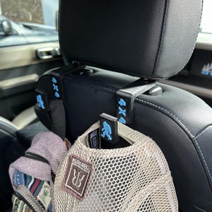 2021+ Bronco Headrest Utility Storage Purse Hooks with Choice of Color Lettering and Images - Set of 2 - Designed to fit 2021+ Ford Bronco