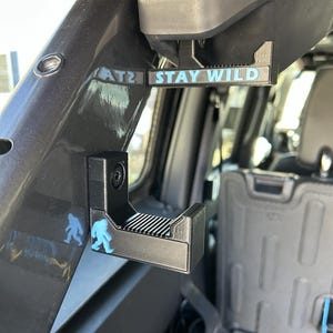 2021+ Bronco Rear Cargo Area Utility Hooks with Color Lettering and Images - Bronco Accessories - Gear Hooks - Sasquatch, 4x4, Stay Wild