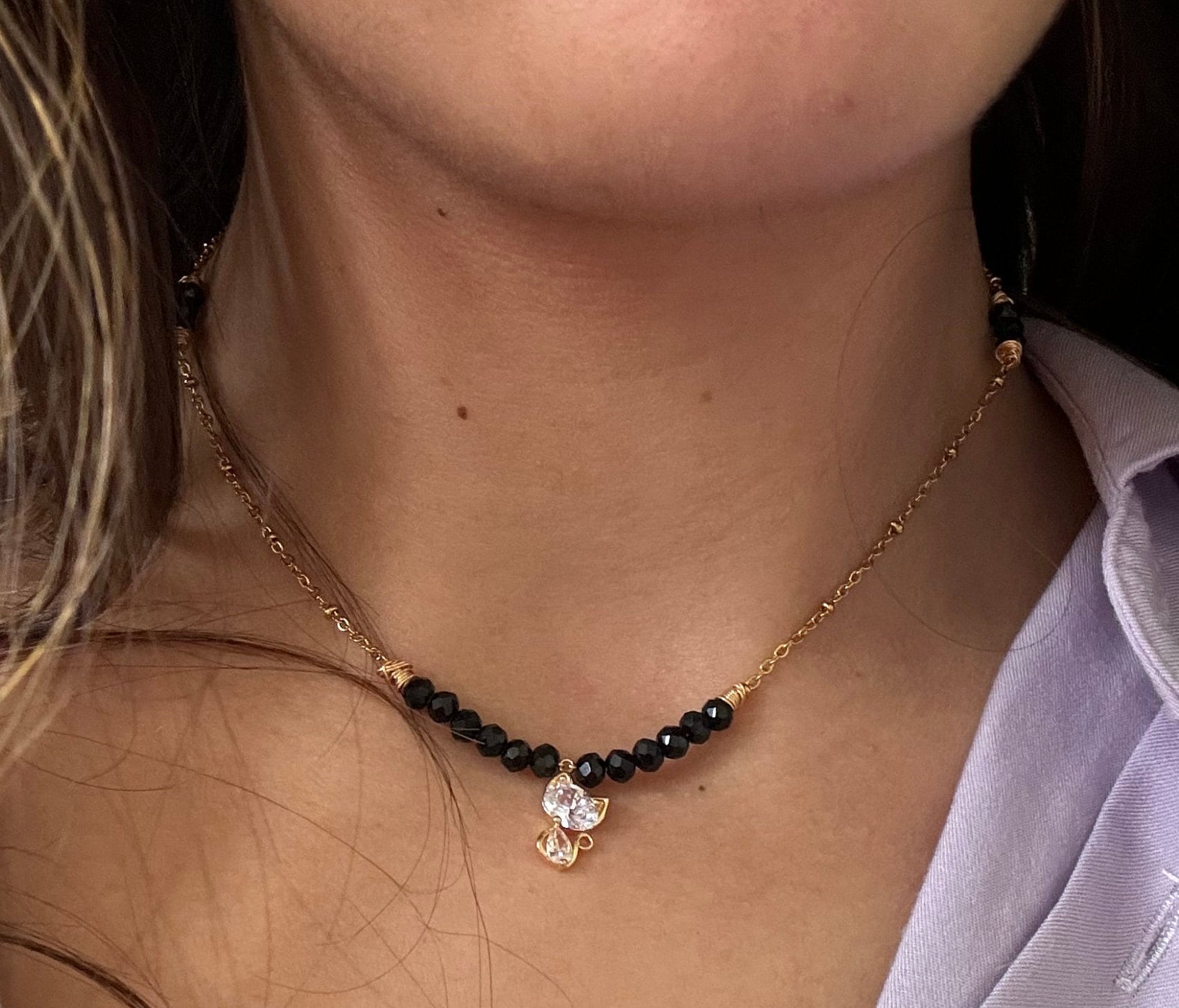 ネックレス・ペンダント Cutting Ball Chain Necklace #5832 Happy - Gold-plated Stainless Steel Ball Chain Necklace