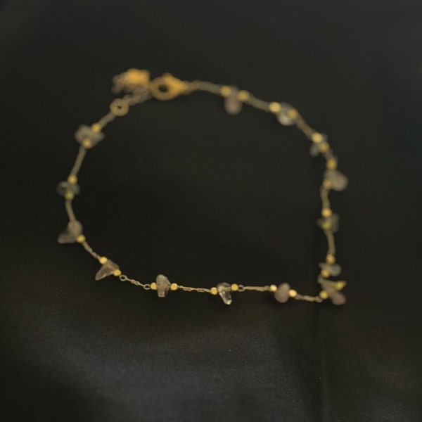 Chaîne de cheville avec quartz rose