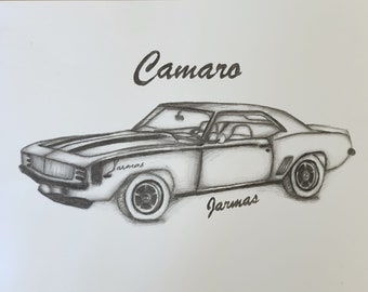 Sketch Drawing 1969 Camaro