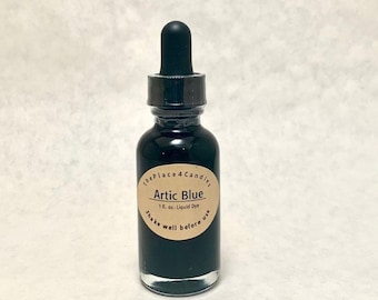 Liquid Candle Dye  - ARTIC BLUE -  1oz Glass Bottle with Dropper