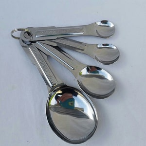 Measuring Spoons Stainless Steel Set of 4 1tbsp, 1tsp, 1/2tsp, 1/4tsp image 1