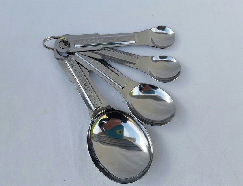 Measuring Spoons Stainless Steel Set of 4 1tbsp, 1tsp, 1/2tsp, 1/4tsp image 1