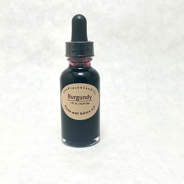 Liquid Candle Dye  - BURGUNDY -  1oz Glass Bottle with Dropper