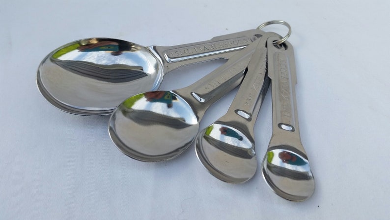 Measuring Spoons Stainless Steel Set of 4 1tbsp, 1tsp, 1/2tsp, 1/4tsp image 2