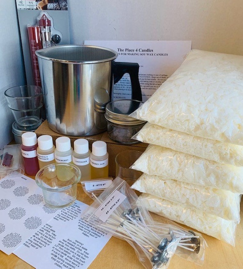 Blended Waxes Pastilles Soy Candle Making Kit 5lb Aluminum Pour Pot