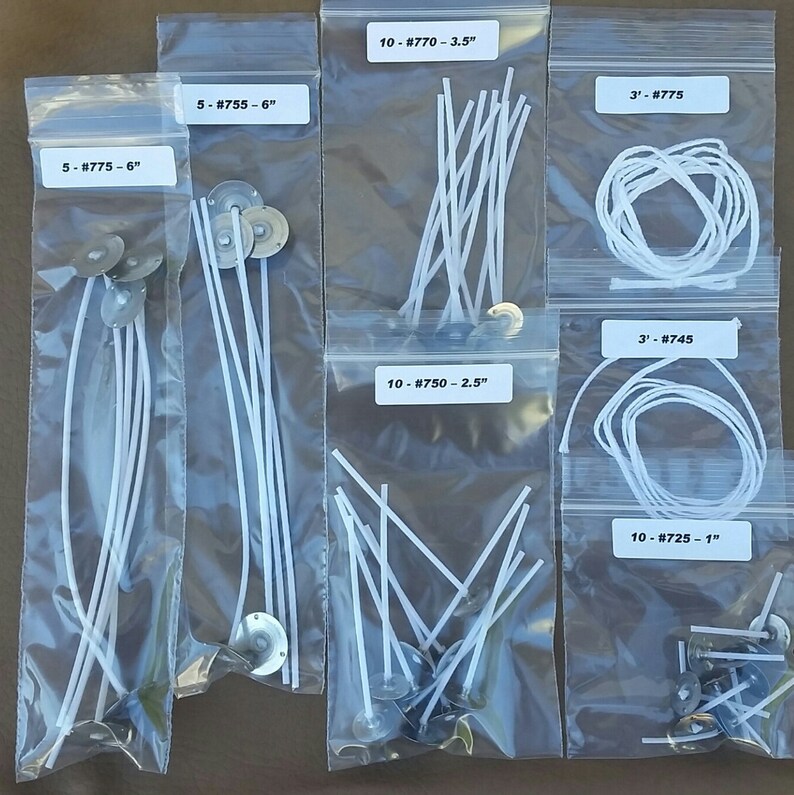 Wick Sample Pack for SOY or PALM Wax Candle Making Testing Etsy