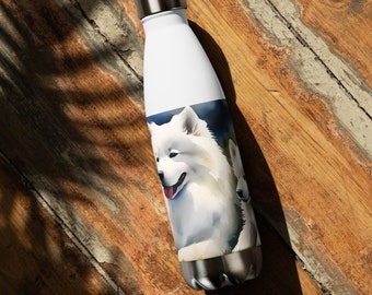 Botella de agua de acero inoxidable Samoyedo para perro del Día de la Madre, 17 oz