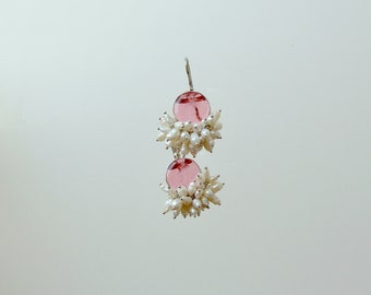 Pink Intaglio Earrings With Pearls Clusters - Mattera III Earrings