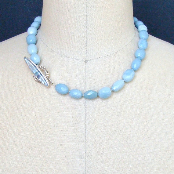 Blue Opal Mother of Pearl Inlay Choker Necklace Alicia - Etsy