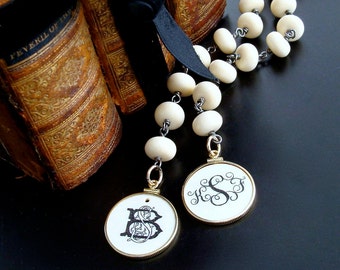 Scrimshaw Monogram Cipher Charm Bracelet - Lisbeth Bracelet