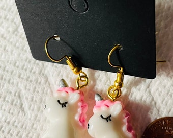 3/20.00 Jewelry Pink and Purple UNICORN and YELLOW Ducky EARRINGS 3 pair