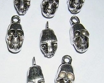 SKULL Shaped Silver Plated beads (12) 16 x 8MM 3D skull