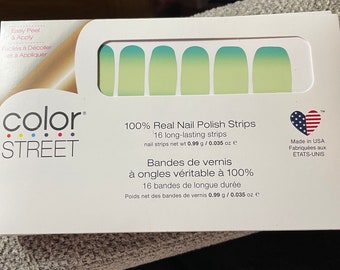 Color Street HANALEI BAY nail polish strip dry nail polish Ombre NEON Yellow & Green