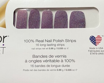 Color Street NIGHT TERROR dry nail polish strip Eggplant base with Microfine Holographic Glitter RETIRED