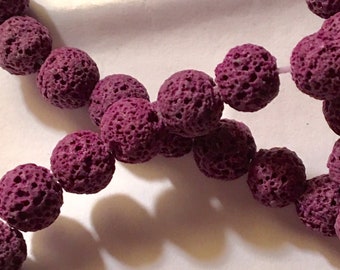 LAVA beads PURPLE Aromatherapy 8MM set of 15 beads wear scent on bracelet or necklace add fragrance or essential oil