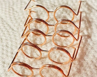 Copper colored Wire Frame Eyeglasses 5 pair 1.25 inch wide Needle Felting Needlefelting Doll making crafts