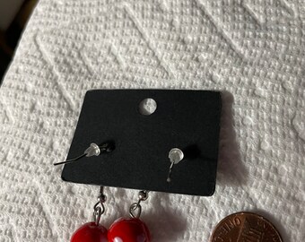 3/20.00 Jewelry 3 pairs MUSHROOM Earrings 1 Red, 1 dark brown 1 light brown  1/2 inch long  Asst ear wires Each In gift bags