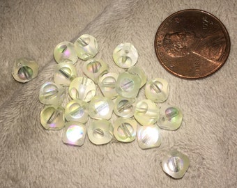 Iridescent CLEAR MATTE round clear dot glass beads 5 MM beads 23 pcs clear dot, polka dot bead, clear iridescent bead clear bead