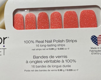 Color Street YOURE CORALLY invited nail polish strip RETIRED dry nail polish Orange with orange microfine Glitter