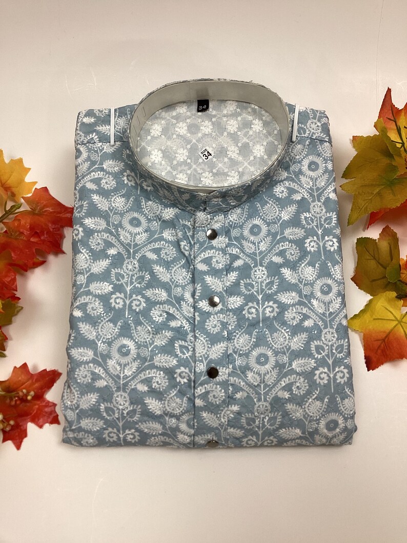 Digitaldruck Herren Kurta Pyjama Set: Indische ethnische Hochzeitskleidung Monaco
