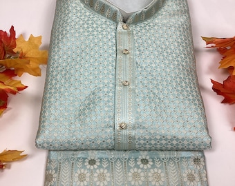 Conjunto de pijama Kurta masculino: roupa indiana de seda Banarasi