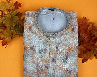 Embroidered Men's Kurta Pajama Set: Indian Wedding Outfit