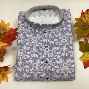 Digitaldruck Herren Kurta Pyjama Set: Indische ethnische Hochzeitskleidung Lavender