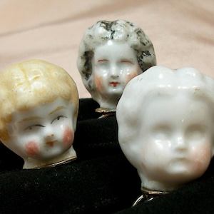 Haunted DOLL ring. Victorian china head on sterling silver, Frozen Charlotte. White doll only. Allies Adornments