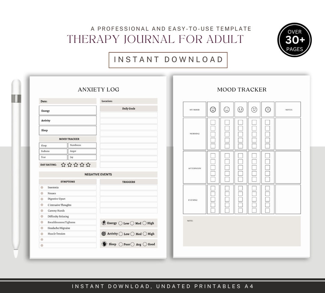 Therapy Journal, Therapy Journal Bundle, Mental Health Planner, Emotional Support Journal ...