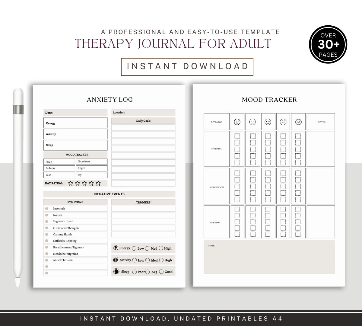 Therapy Journal, Therapy Journal Bundle, Mental Health Planner, Emotional Support Journal ...
