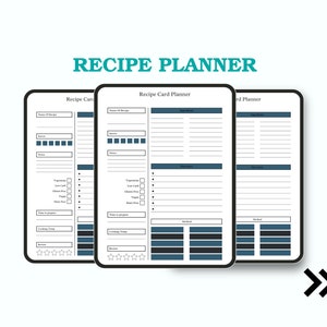 Grüner, minimalistischer, sauberer und eleganter Rezeptkartenplaner, Küchenorganisator, Essensplanungsjournal, Kochbuch-Begleiter, Rezeptordner
