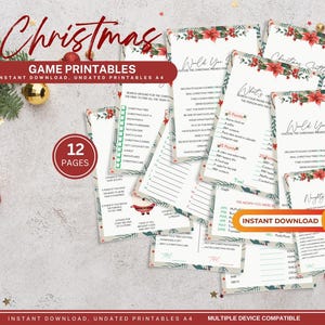 Christmas Games Printable Bundle, Holiday Party Activities, Digital Download, Festive Printables, Instant Download