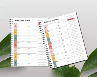 Pastel Colorful Simple Weekly Meal Planner, Floral Planner, Daily Planner, Weekly Organizer, Cute Agenda, Botanical Planner