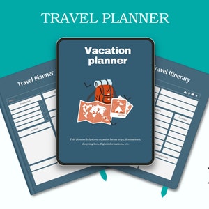 DIGITAL TRAVEL DIARY | Holiday Planning Kit | Simple Trip Planner | 5 Pages Travel Planner | White And Green Itinerary Template Planner