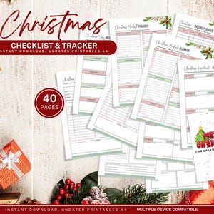 Kerstchecklist-trackerorganisator, vakantieplanner, kerstcadeau, feestelijk briefpapier, kerstmanthema