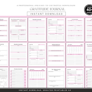 Gratitude Journal Canva, Daily Gratitude Template, Self Care Planner, Daily Journal Template, Positivity, Affirmation, Motivation List