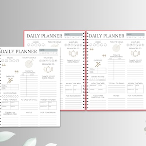 White Elegant Customizable and Printable Daily Planner , Floral Planner, Daily Planner, Weekly Organizer, Cute Agenda, Botanical Planner
