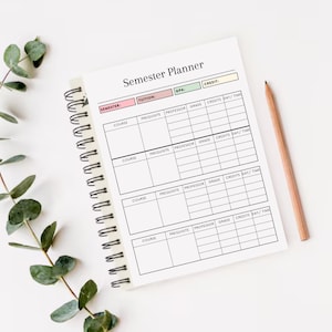 Modern Semester Planner, Floral Planner, Daily Planner, Weekly Organizer, Cute Agenda, Botanical Planner