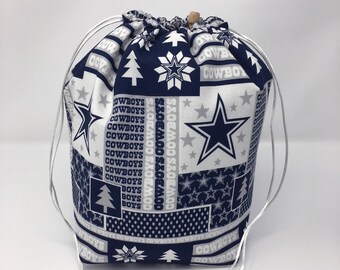 HOLIDAY SALE Flaming Soccer Balls Drawstring Knitting Crochet Project Bag