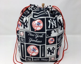 MOVING SALE - New York Yankees Baseball Drawstring Knitting Crochet Project Bag