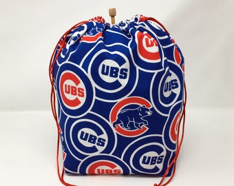 HOLIDAY SALE Flaming Soccer Balls Drawstring Knitting Crochet Project Bag