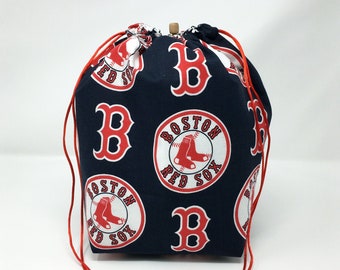 MOVING SALE - Boston Red Sox Baseball Drawstring Knitting Crochet Project Bag