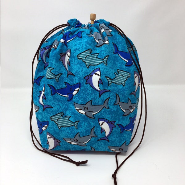 MOVING SALE - Baby Shark Drawstring Knitting Crochet Project Bag